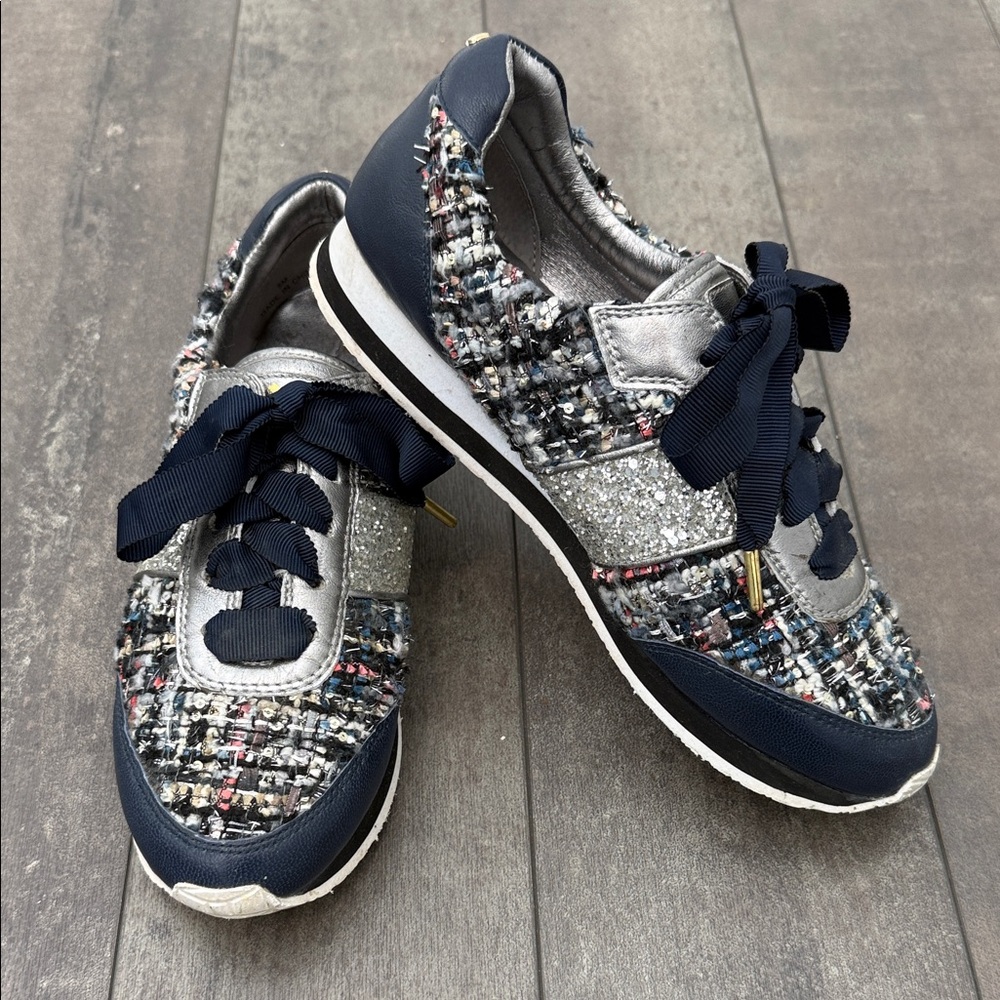 Kate Spade ♠️ Tweed Tapestry Sneakers with Glitter Accents, size 8